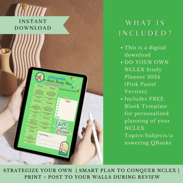 Green Pastel DO YOUR OWN NCLEX STUDY CALENDAR 2025