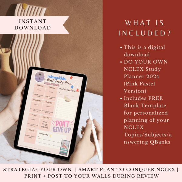 Pink Pastel DO YOUR OWN NCLEX STUDY CALENDAR 2025