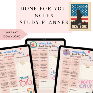 NCLEX 3 Weeks Study Planner with Attached Content Reviewers & Q-Banks (Pink Pastel Version)