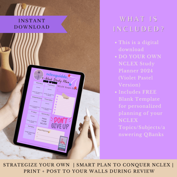 Violet Pastel DO YOUR OWN NCLEX STUDY CALENDAR 2025