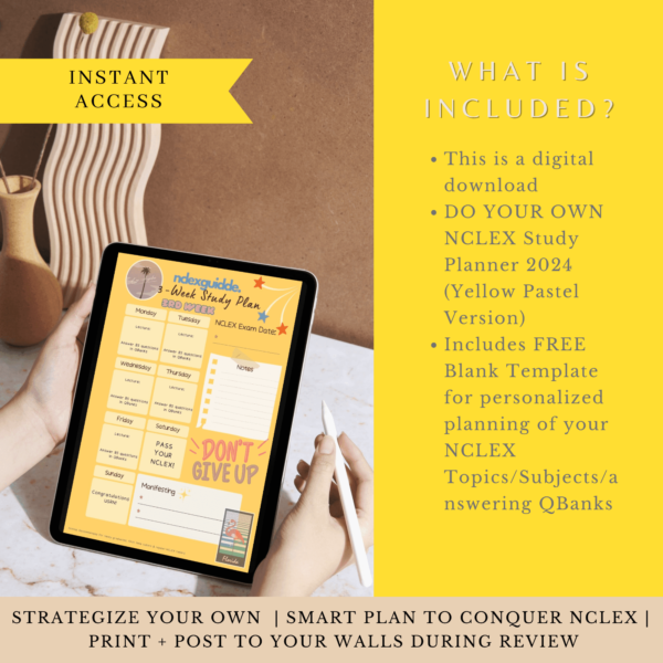 Yellow Pastel DO YOUR OWN NCLEX STUDY CALENDAR 2025